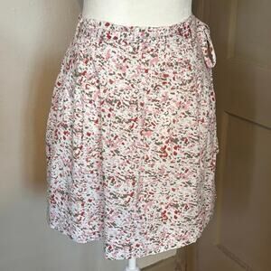 Aventura Size 6 Organic Cotton Mini Skirt Tie Waist Watercolor Print Lined